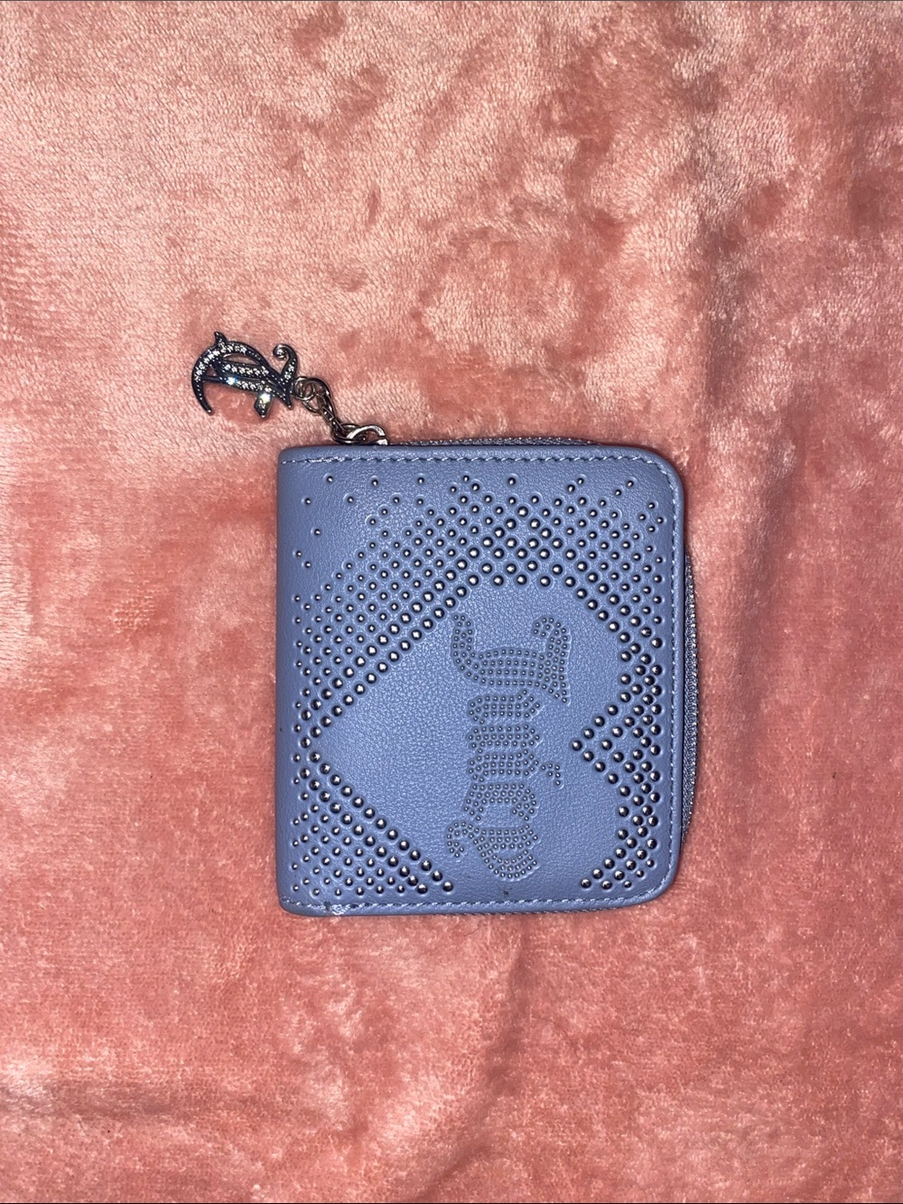 Juicy Couture Light Blue Zip Wallet with Script Interior